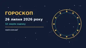 Зоряний гороскоп на 26 липня 2026 року, знаки зодіаку на тлі вечірнього неба