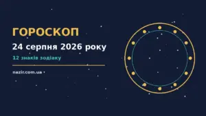 Зодіакальний календар на 24 серпня 2026 року з символами дванадцяти знаків