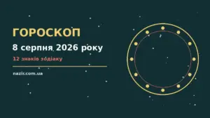 Зоряне небо над міською площею ввечері 8 серпня, м'яке синє світло, символ щоденного гороскопу